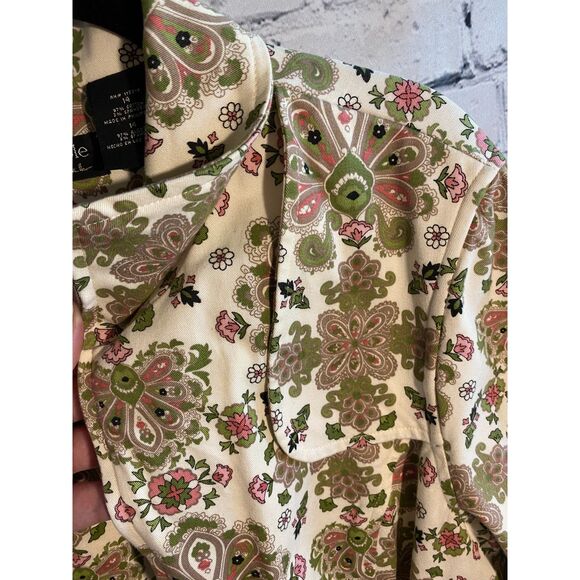 Nicole by Nicole Miller Size 14 Unlined Zip Front Long Jacket Green/Pink Floral - Picture 6 of 11